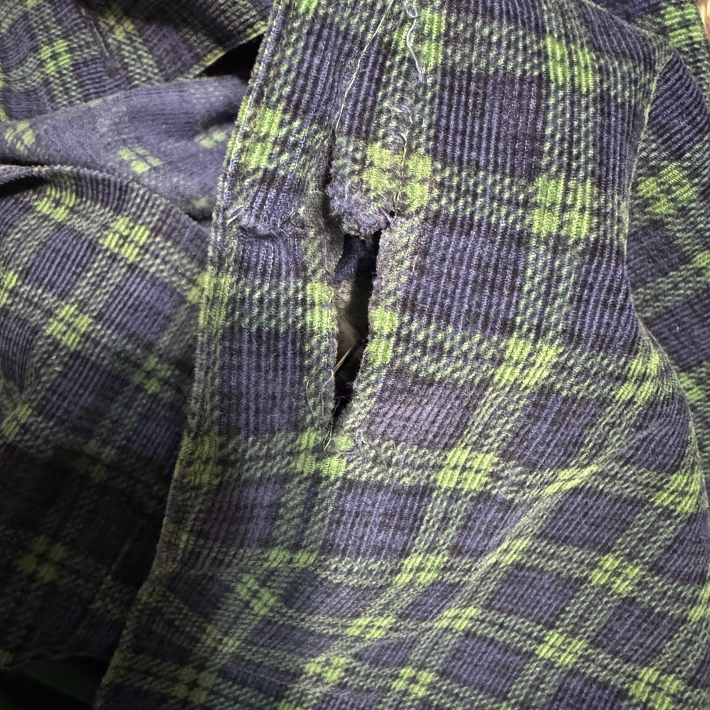 Bryn Connelly Corduroy Jumper Dress Sz 4P Tartan Plaid Navy green Midi VTG 80s - Picture 6 of 9